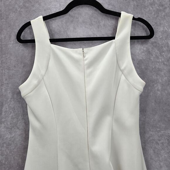 Donna Ricco White Sleeve Less Lace Zipper Y2K Retro Indie Flare Dress 8 - Picture 7 of 8